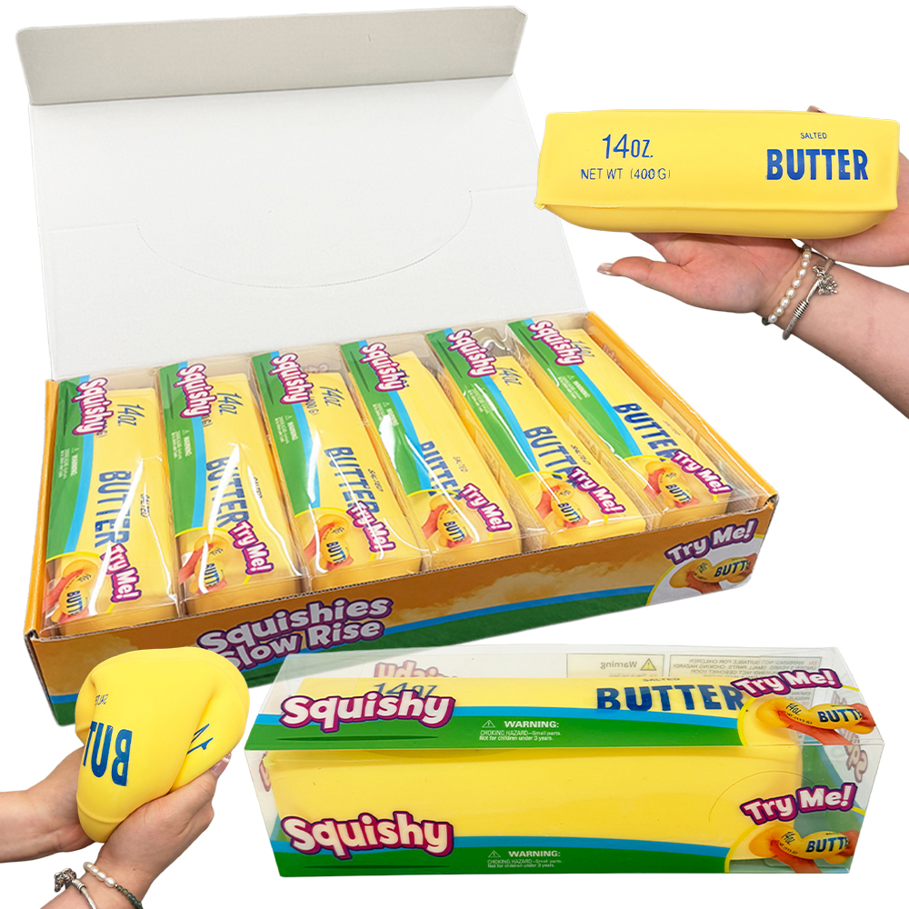 New Trend Giant Butter Stick Squishy Toy Super Soft Slow Rise TPR Flour Filled Squeeze Toy Stress Relief Fidget Toy For Party Gift Office Desktop Deco