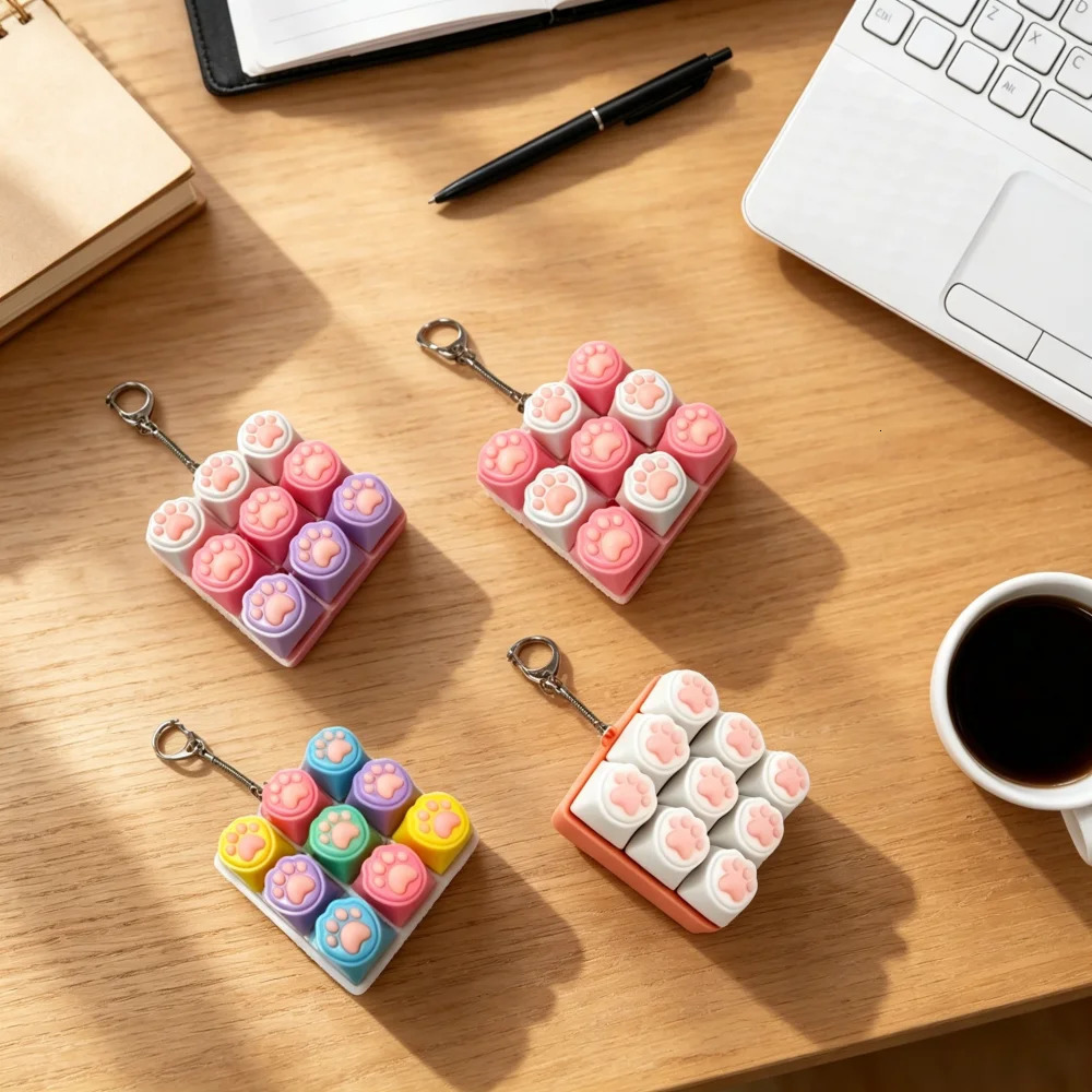 Keyboard Fidget Toys LED Crystal Keycap Keychain Stress Relief Fingertip Gadget Decompression Clicker Toy 260527 - view 4