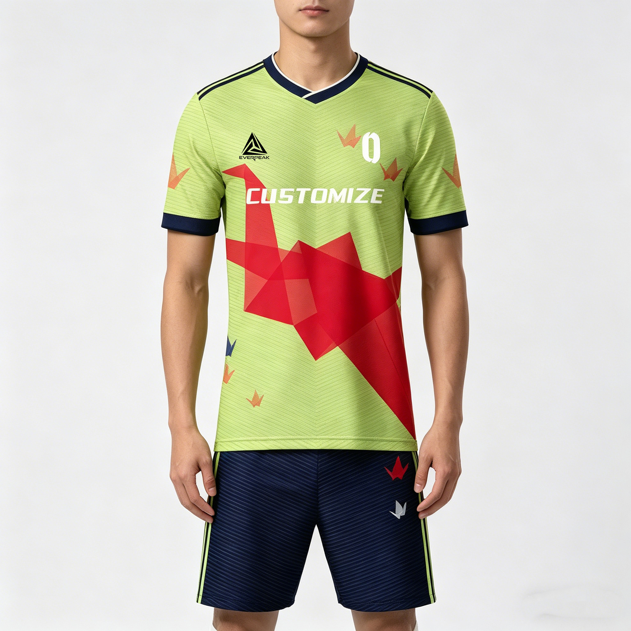 Custom Color Block Soccer Uniform Set Breathable Polyester OEM Football Jersey Shorts for Team Matches - view 4