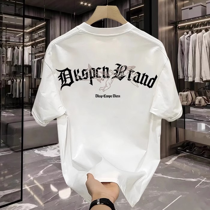 Premium Men's 100% Cotton T-Shirt, Loose Fit, Minimalist Graphic Print, Creative Design, Trendy Streetwear, Casual Tops
