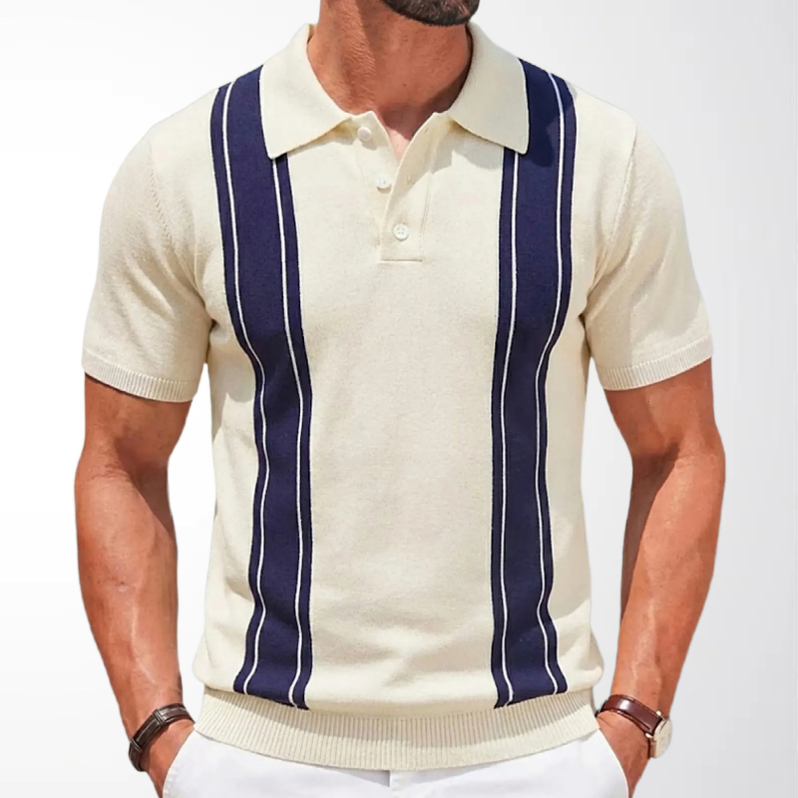 Summer Mens Clothing Knit Short Sleeve Polo Shirt Casual Streetwear Lapel Button Down Cardigan Breathable Tops 250214