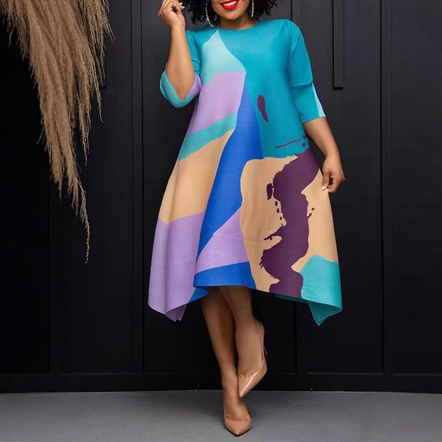 GT9135 Double sided positioning printed dress with loose fit 250121