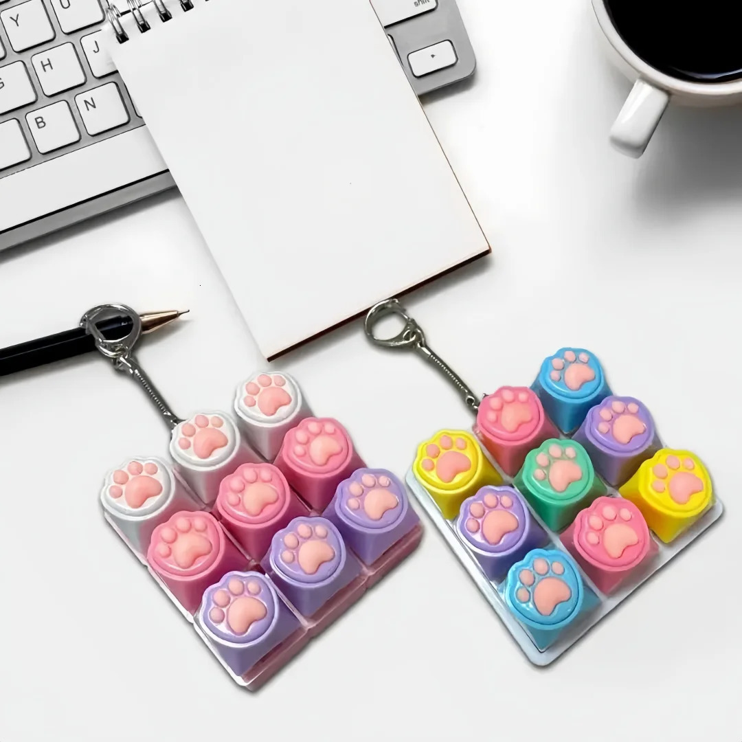 Keyboard Fidget Toys LED Crystal Keycap Keychain Stress Relief Fingertip Gadget Decompression Clicker Toy 260527 - view 3