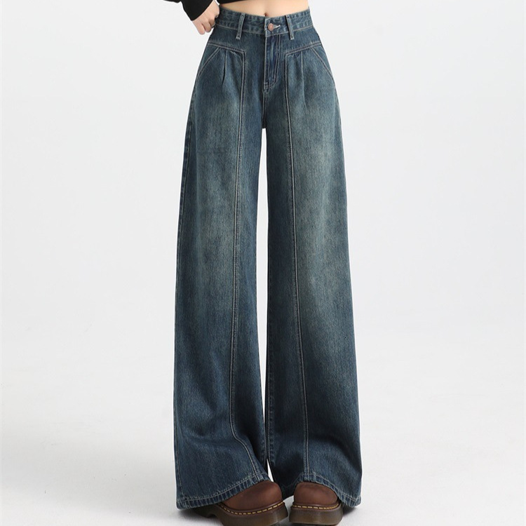 Womens jeans 2025 style this year with a draping effect high waist slimming straightleg pants for pearshaped body y240930