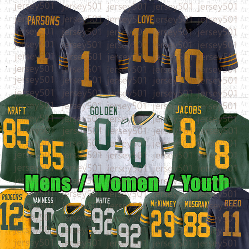 Micah Parsons 0 Matthew Golden Love Josh Jacobs Football Jersey Edgerrin Cooper Jayden Reed Romeo Doubs Luke Musgrave Xavier McKinney Tucker Kraft Sav