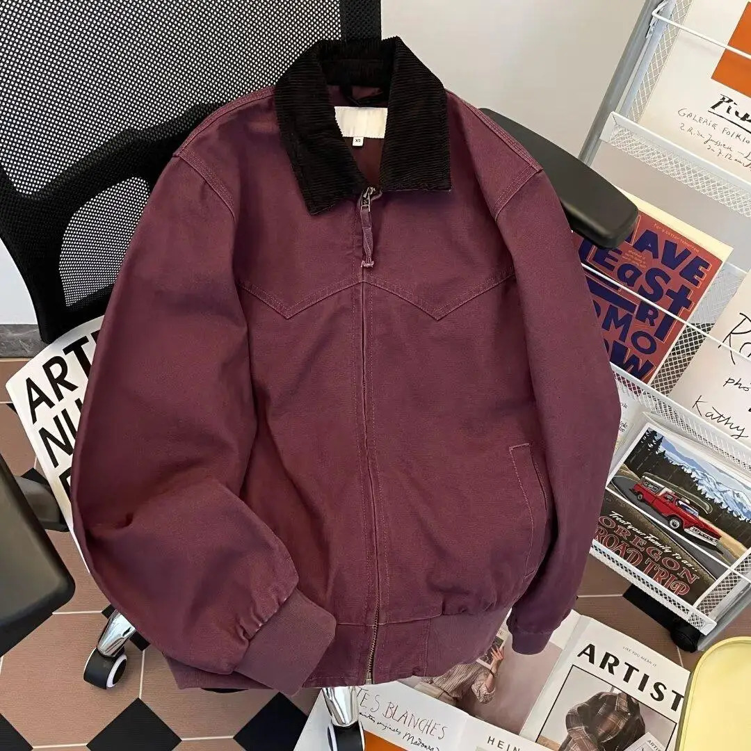 Pure Cotton Washed Detroit Jacket Mens Spring Cleanfit Trendy Color Block Collar Loose American Workwear Jacket 260526