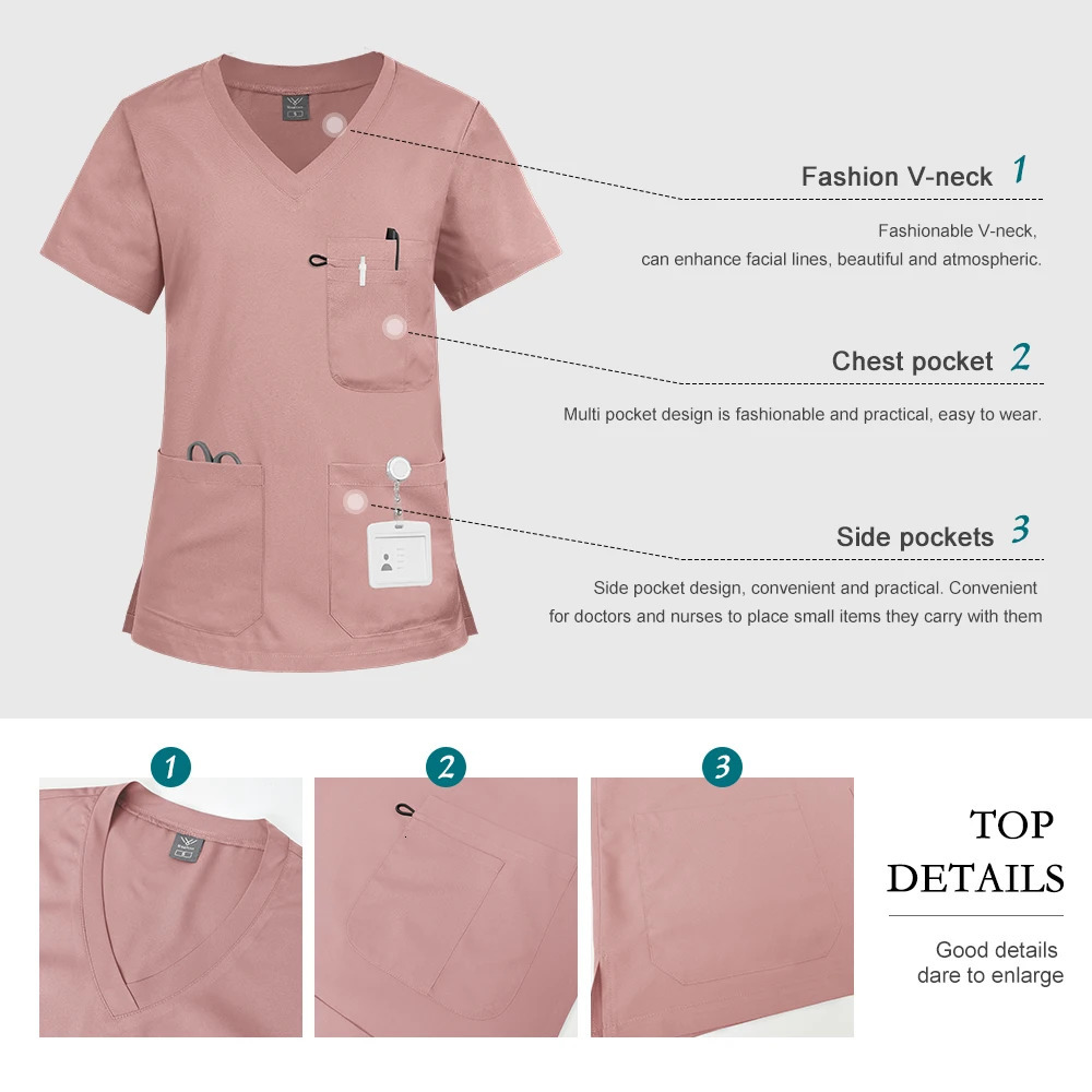 High Quality Multi Color Spa Nurses Hospital Work Wear Scrub Sets Women Short Sleeve Uniforms Unisex Scrubs 260526 - view 6