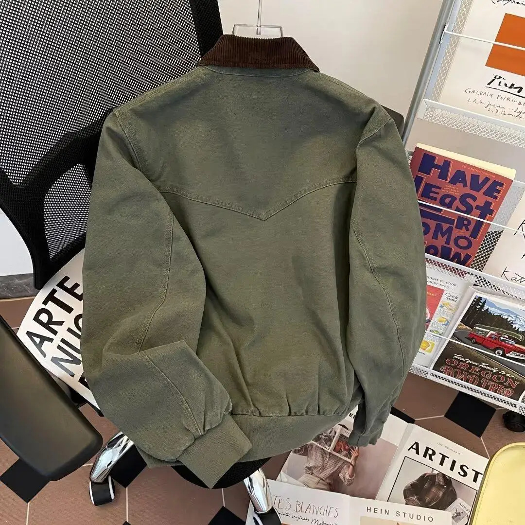 Pure Cotton Washed Detroit Jacket Mens Spring Cleanfit Trendy Color Block Collar Loose American Workwear Jacket 260526