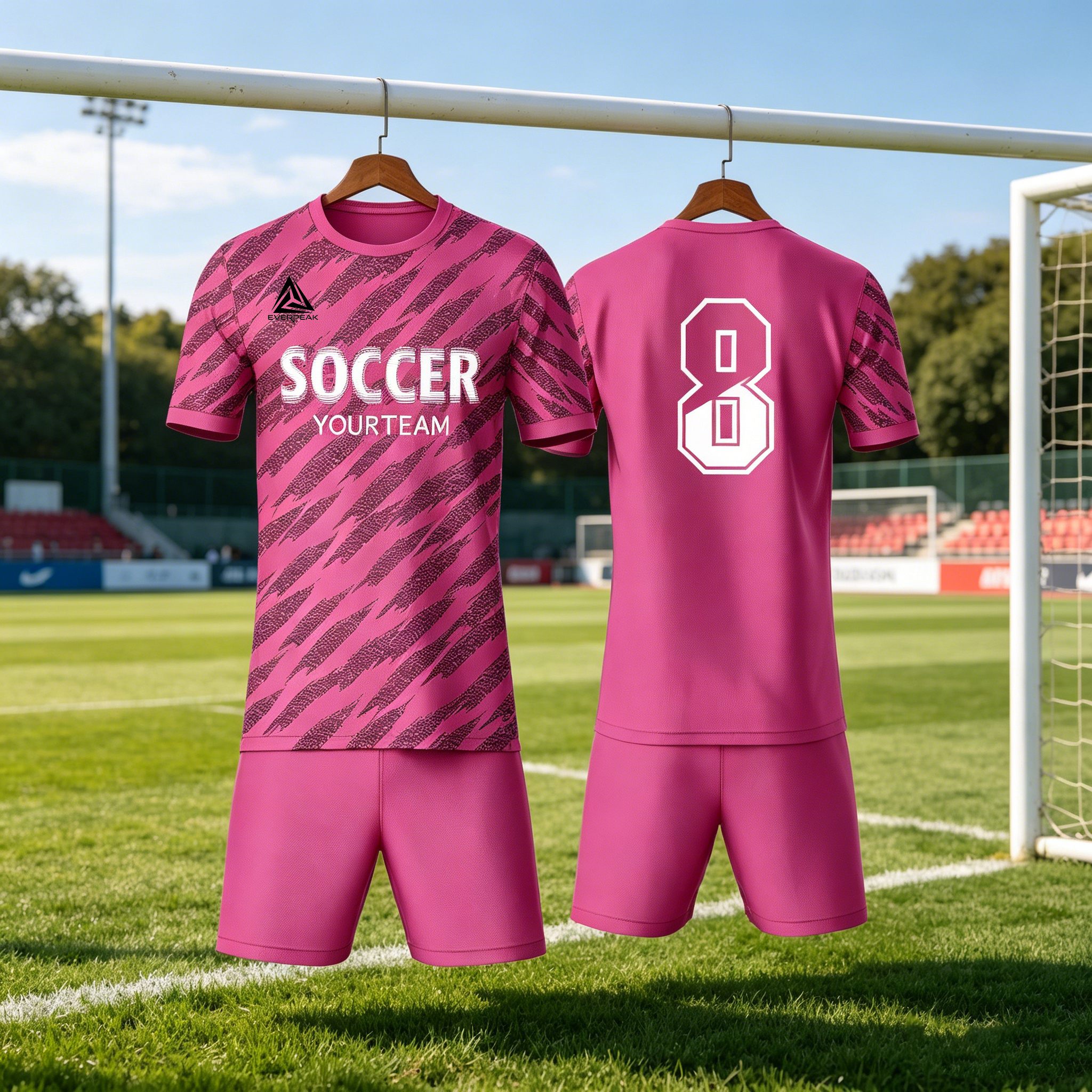Custom Soccer Jersey Set Men Pink Camo Football Uniform with Shorts Personalized Name Number Breathable Quick Dry Team Training Kit - view 6
