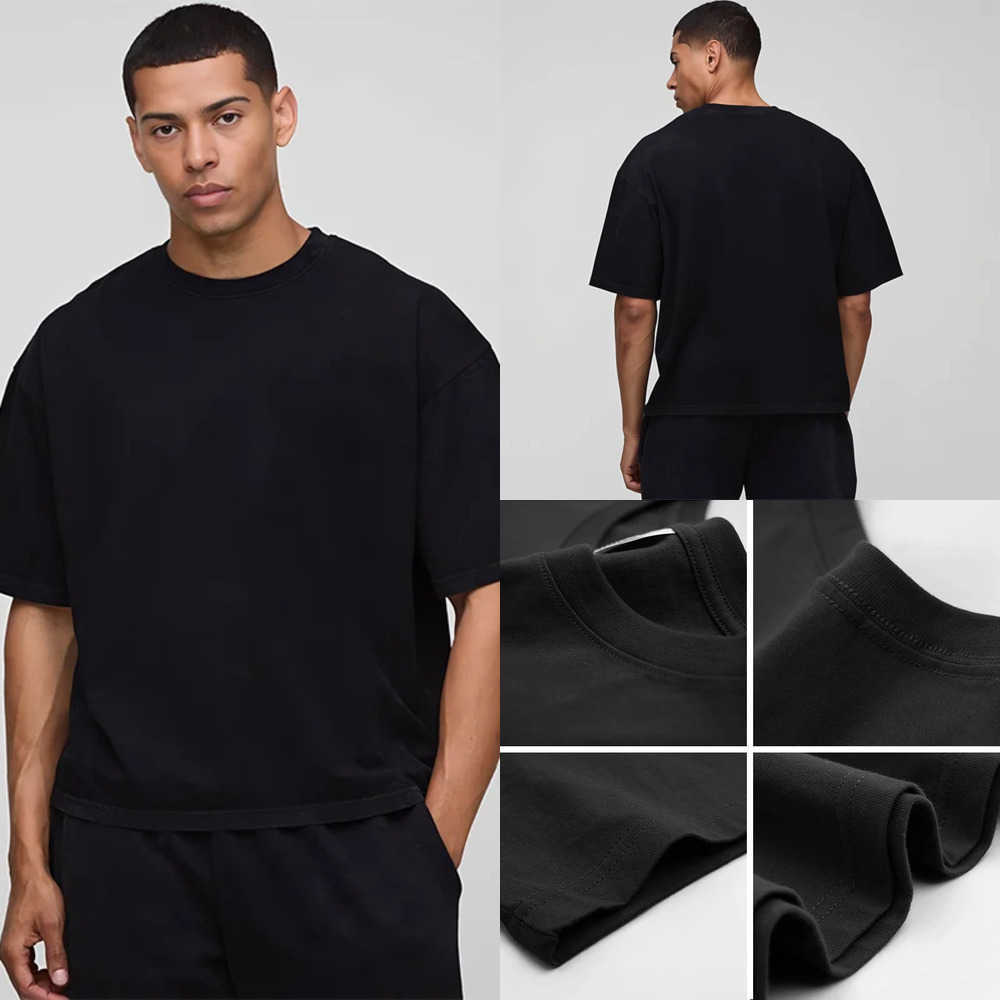 Basic Oversized Boxy Crew Neck T-shirt Mens Heavyweight 240GSM 100 Cotton Half Sleeve T-Shirts Summer Loose Sports Clothing X260527