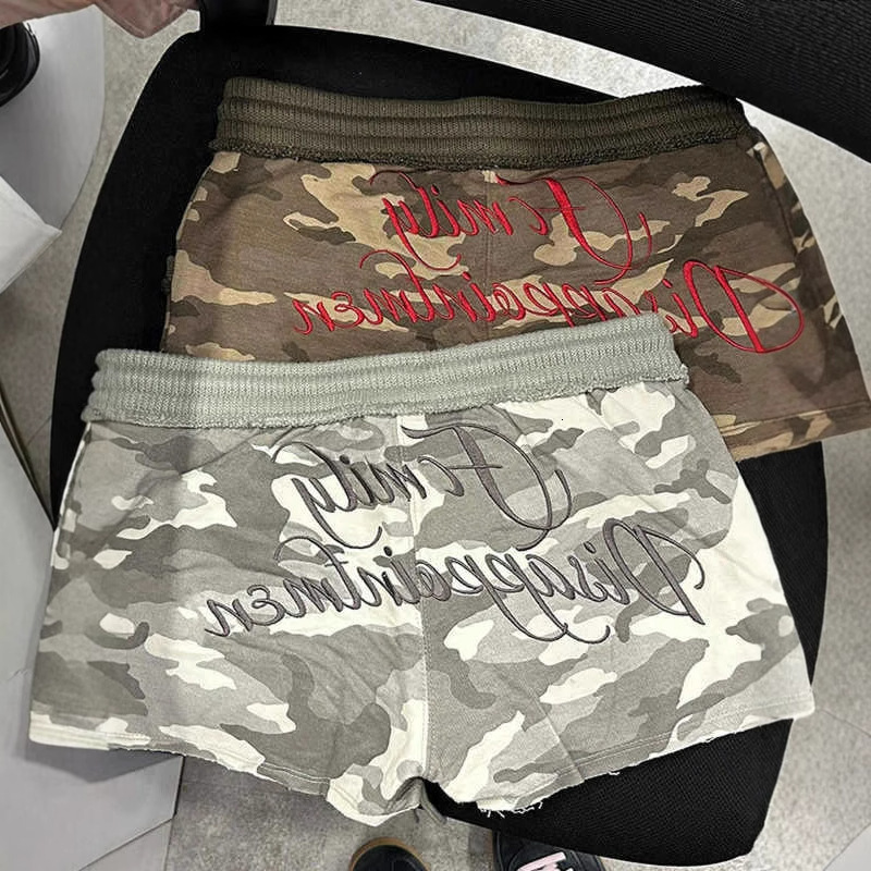 Camouflage retro shorts chic casual versatile Harajuku Y2K crop bottoms grunge punk fashion street slim womens shorts 250613