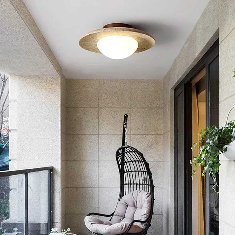 Travertine Stone Ceiling Lamp Aisle Corridor LED Chandeliers Indoor Lighting Modern Home Decor Living Room Dining Room Bedroom W260527 - view 3