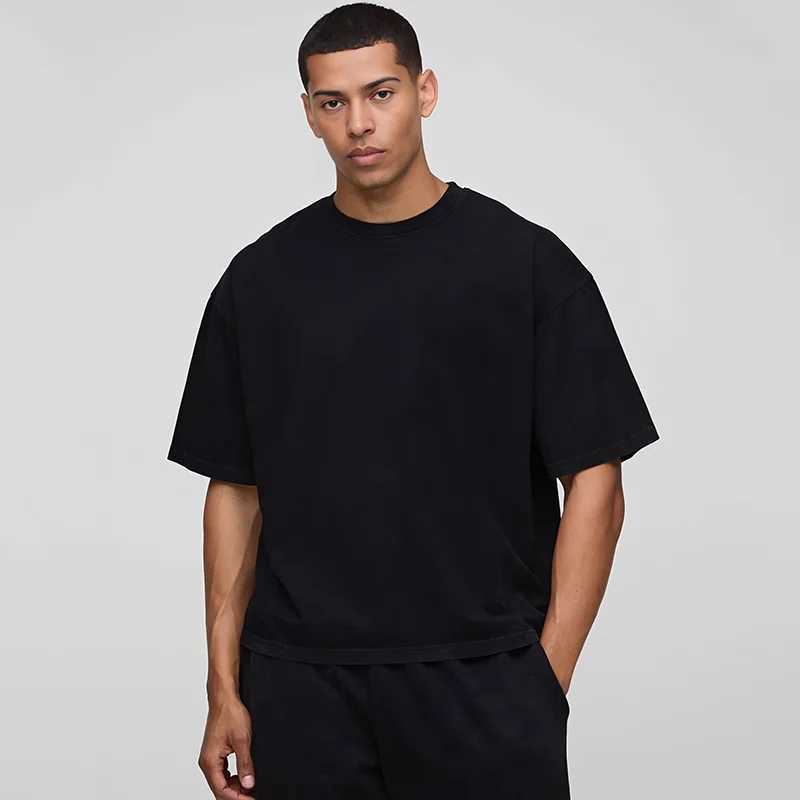 Basic Oversized Boxy Crew Neck T-shirt Mens Heavyweight 240GSM 100 Cotton Half Sleeve T-Shirts Summer Loose Sports Clothing X260527
