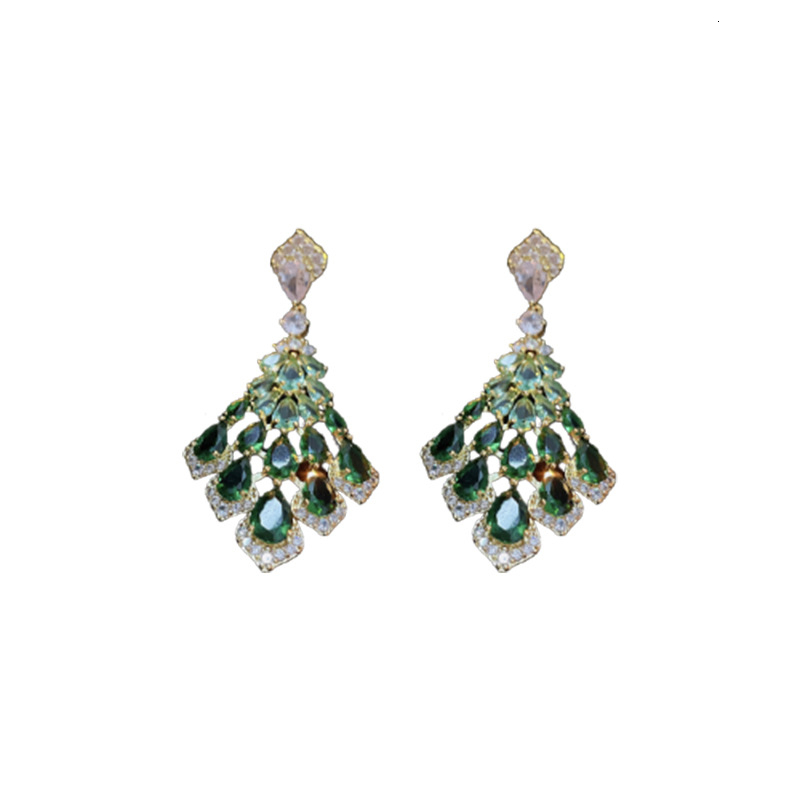 Vintage Earring Shandmade For Women Emerald Green Rectangle Zircon Drop Earrings Designer Luxury Halo Crystal Dangle Earrings For Women Wedding Prom P - view 8