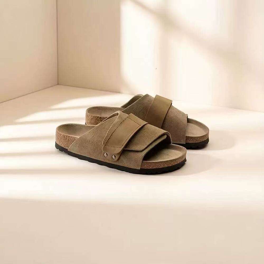 TEEMAZZI High quality non slip Velcro new designer sandals cowhide men's and women's cork outdoor casual classic slippers dh1100072003JY