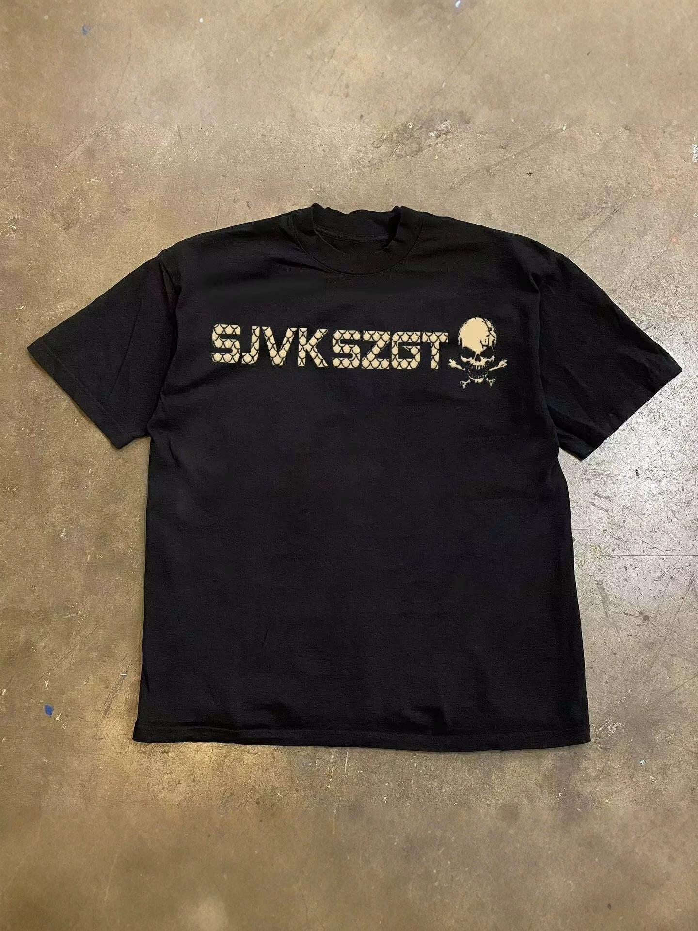 2026 Summer American High Street T-Shirt, Men's Loose Skull Print Short Sleeve, Chinese Streetwear Plus Size Casual Tee