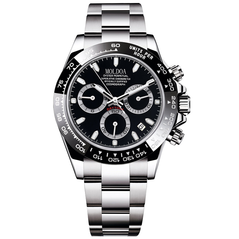Light Luxury Panda Disc Three Eye Timing Mens Watch Waterproof Night Light Sports Watch The First Choice For Street Business Dual Use Gift Giving