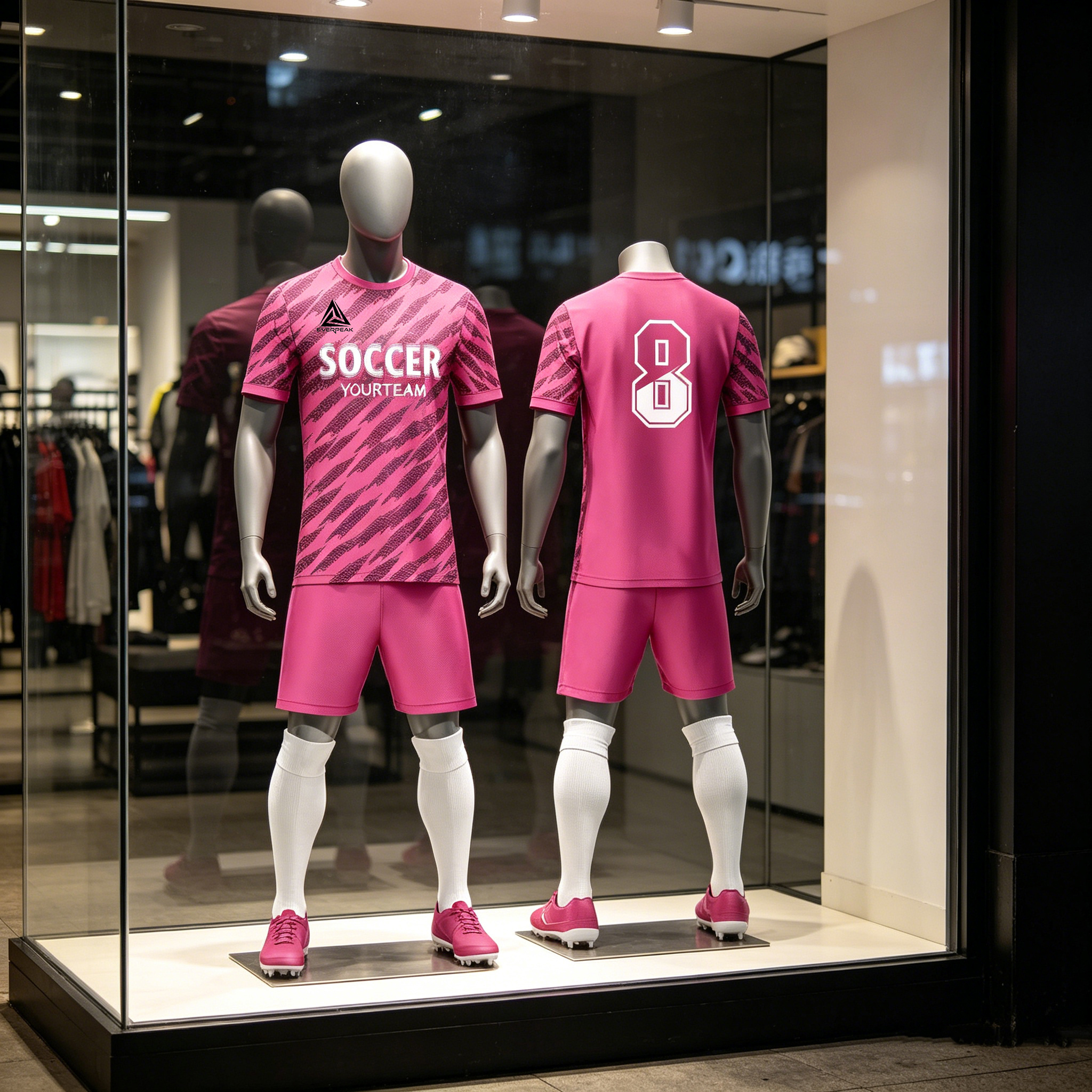 Custom Soccer Jersey Set Men Pink Camo Football Uniform with Shorts Personalized Name Number Breathable Quick Dry Team Training Kit - view 4