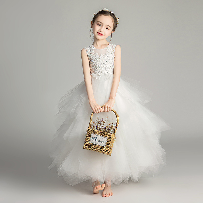 Childrens Dress Girls Princess Dress fluffy gauze exotic flower childrens wedding dress host piano performance dress show 251204