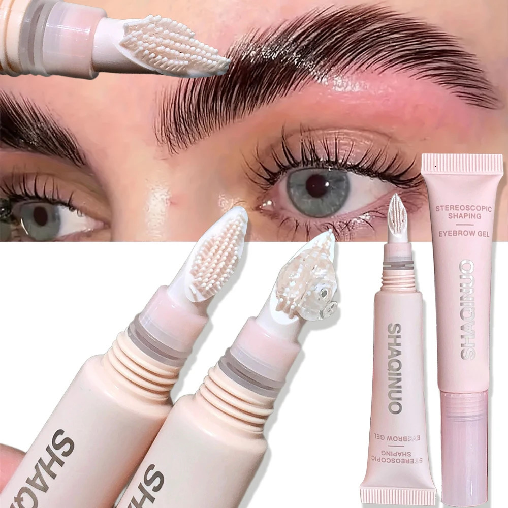 3D Brow Gel Waterproof Smudge-Proof Eyebrow Styling Shaping with Silicone Brush Long-Lasting Hold for All-Day Wear Makeup 260512BJ