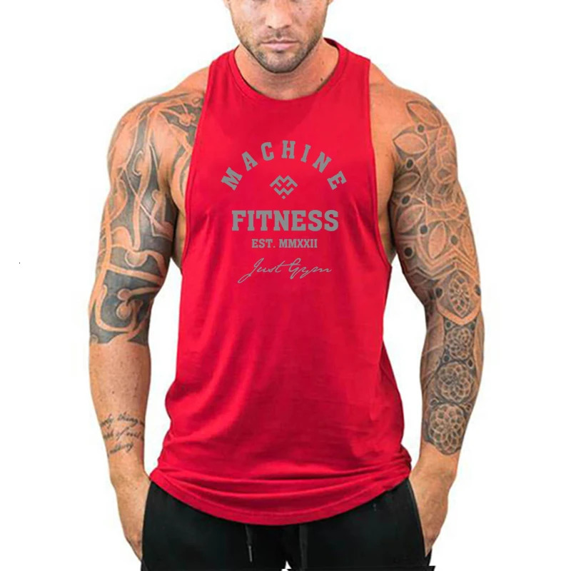 MACHINE FITNESS JUST GYM Bodybuilding Tank Top Mens Workout Vest Cotton Sleeveless shirt Jogger clothing Muscle Stringer Singlet 260527