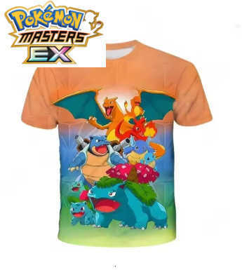 Summer Childrens Pokmon T-shirt Fashionable Casual 3D Pikachu T-shirt for Kids and Girls Sports Casual Short Sleeve T-shirt L260527C188