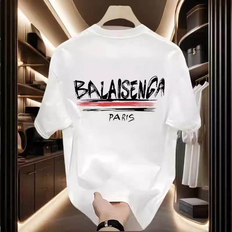 Heavyweight men's short sleeve T-shirt, double combed cotton, trendy loose crew neck tee, new summer casual top