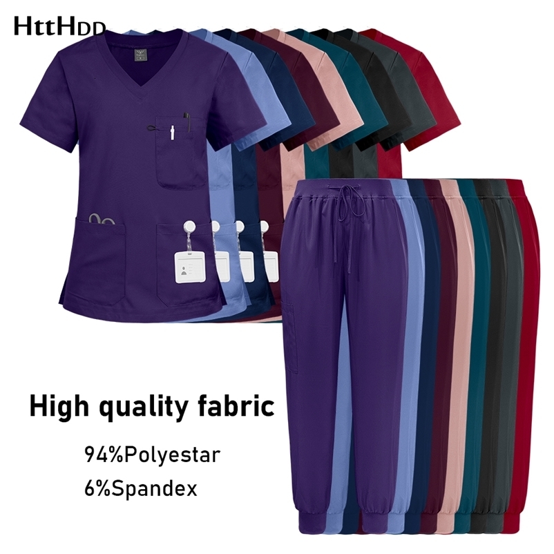 High Quality Multi Color Spa Nurses Hospital Work Wear Scrub Sets Women Short Sleeve Uniforms Unisex Scrubs 260526