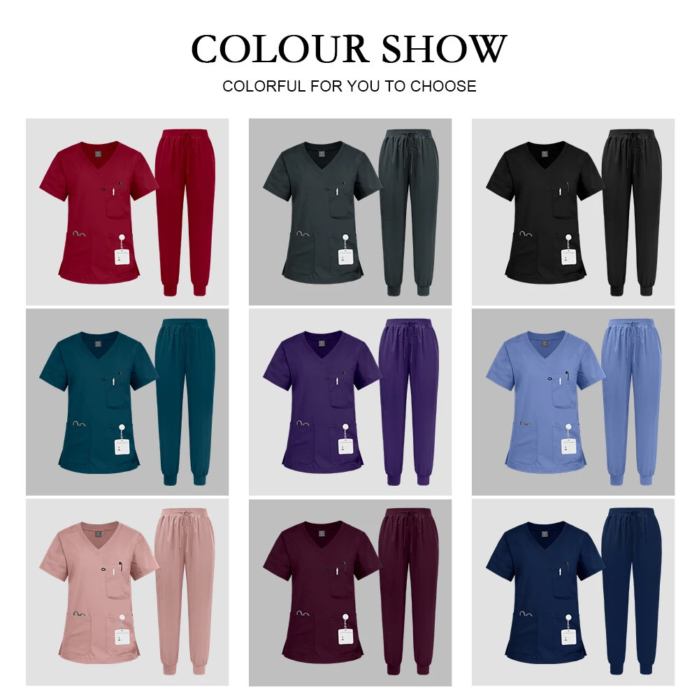 High Quality Multi Color Spa Nurses Hospital Work Wear Scrub Sets Women Short Sleeve Uniforms Unisex Scrubs 260526 - view 5