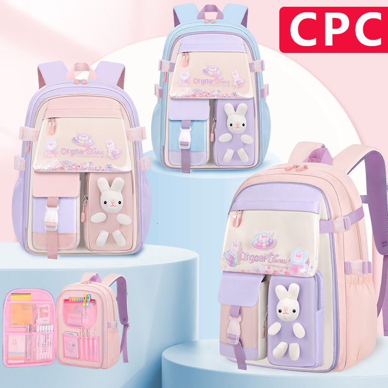 Primary School Schoolbag Girls Schoolbag Lightweight Childrens Backpack Kawaii Waterproof Schoolbag Large Capacity Backpack 240712