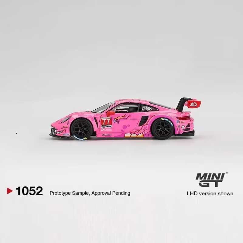 MINIGT 1:64 #1052 Porsche 911 GT3 R Pink Dinosaur RACING 2024 IMSA ROAD AMERICA Car Alloy Model Miniature Diecast Collection Toy L260526