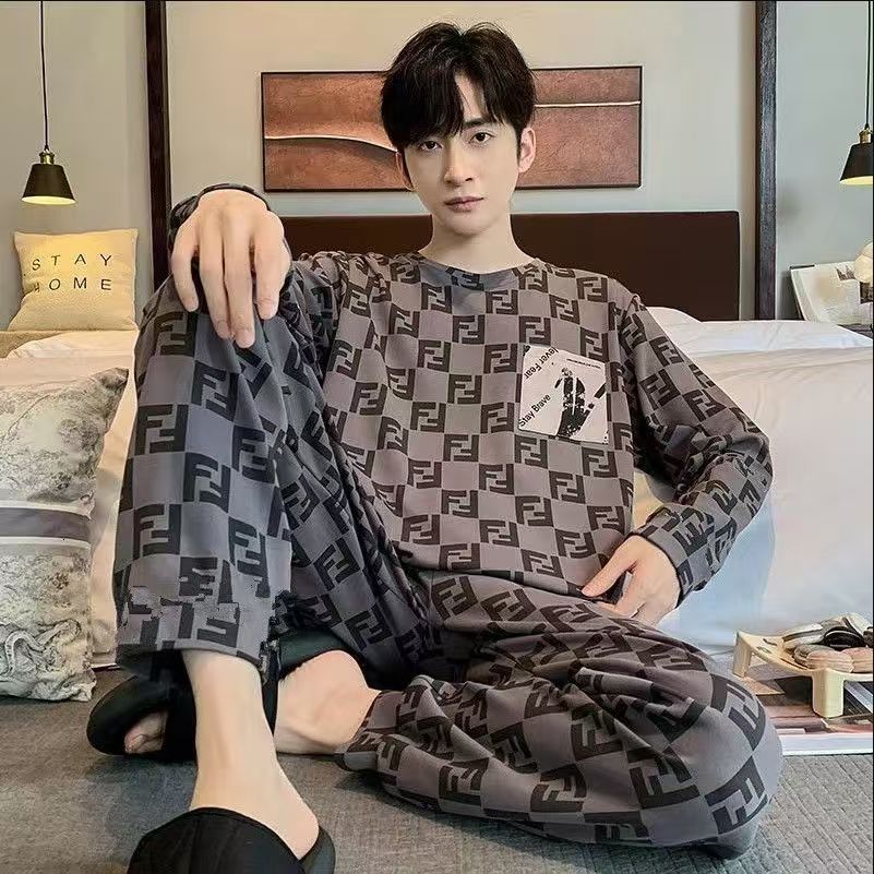 Men's Sleepwear Autumn Men's Pure Full Cotton Pajamas Plaid Sleepwear Big Yards L-4XL Pajama Sets Casual Sleep Lounge Pyjamas Pijamas Hombre