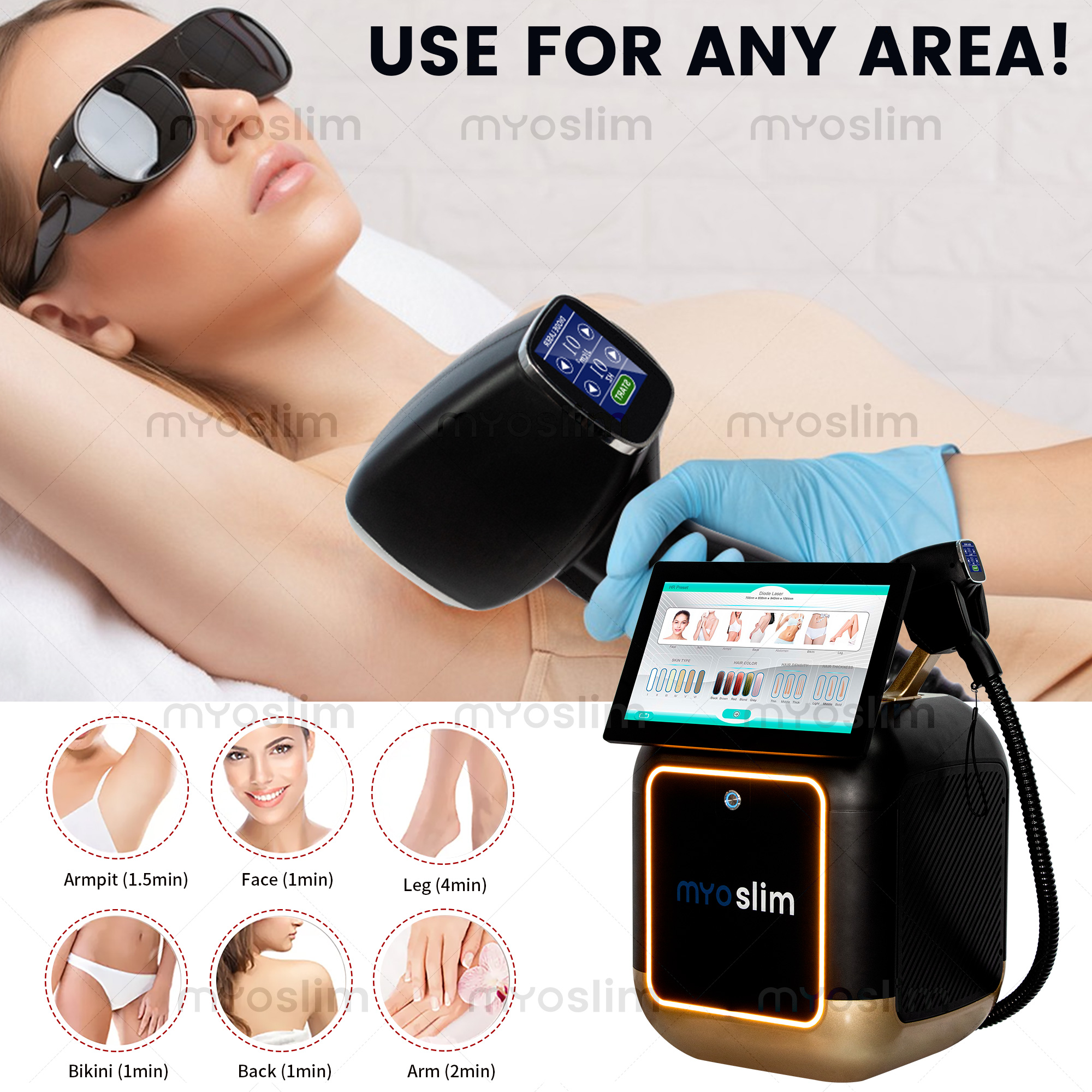 High Power 10 Bars Diode Laser Hair Removal Machine 755nm 808nm 940nm 1064nm For Salon HR Preset Equipment