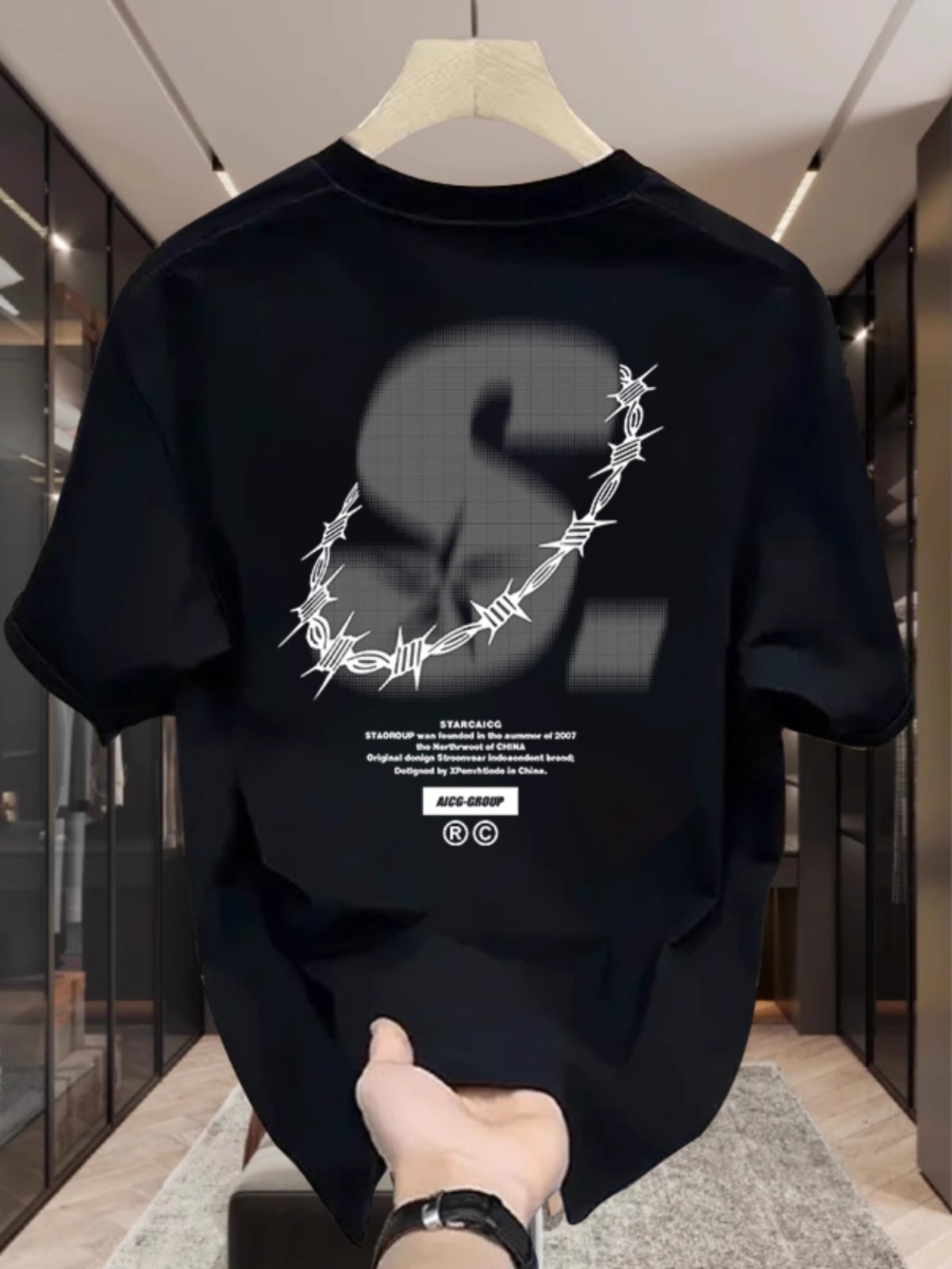 2026 Spring Summer Unisex Heavyweight Cotton T-Shirt, Oversized Crew Neck, American Streetwear, Loose Casual Trendy Graphic Tee