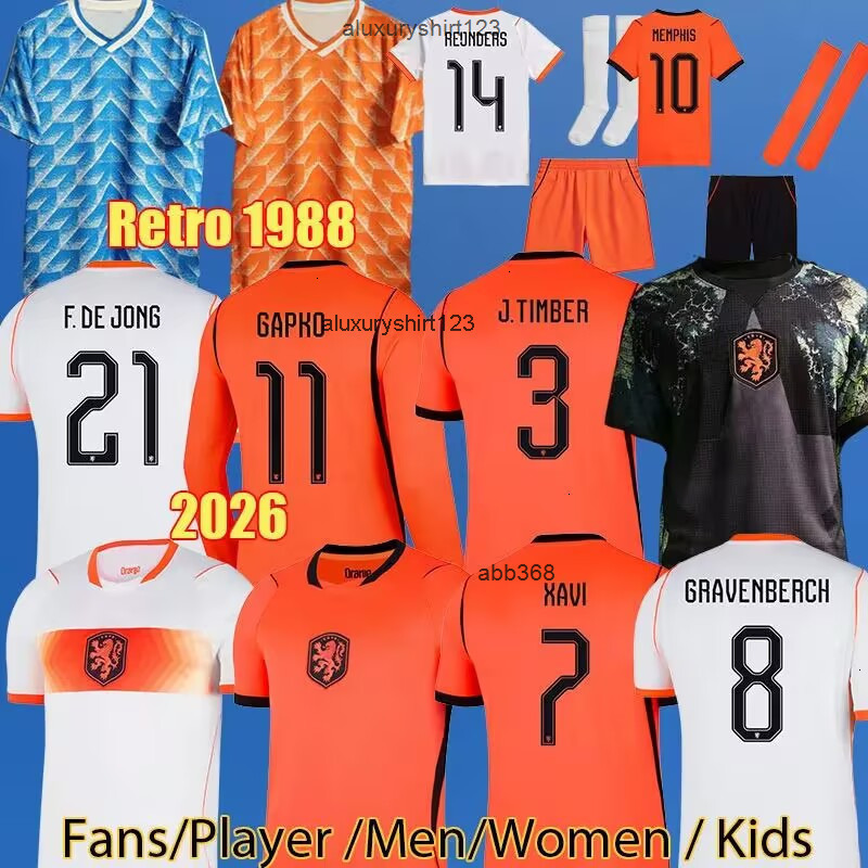 26 27 Netherlands soccer jersey 2025 2026 Holland Jersey FDE JONG VIRGIL DUMFRIES BERGVIJN Shirt KLAASSEN BLIND DE LIGT Men KIDS GAKPO Gullit 1988 Ret