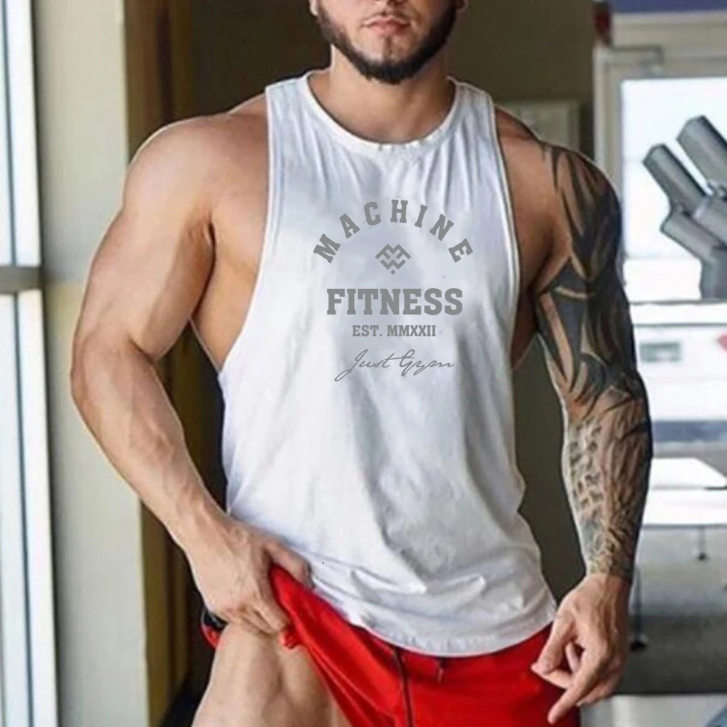 MACHINE FITNESS JUST GYM Bodybuilding Tank Top Mens Workout Vest Cotton Sleeveless shirt Jogger clothing Muscle Stringer Singlet 260527
