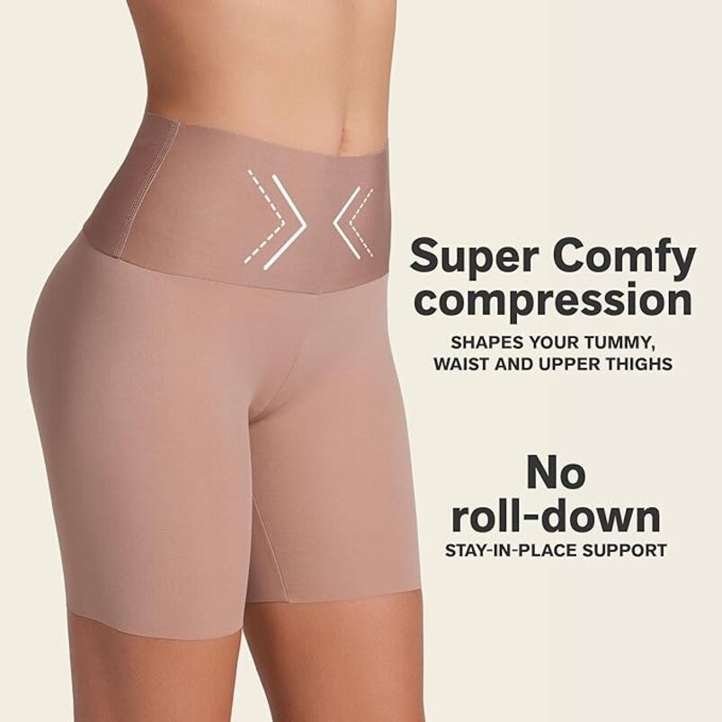 Leonis SmartShape High Waisted Shapewear Shorts for Women Tummy Control Shaper Shorts, Invisible Butt Lifter Body Shaper
