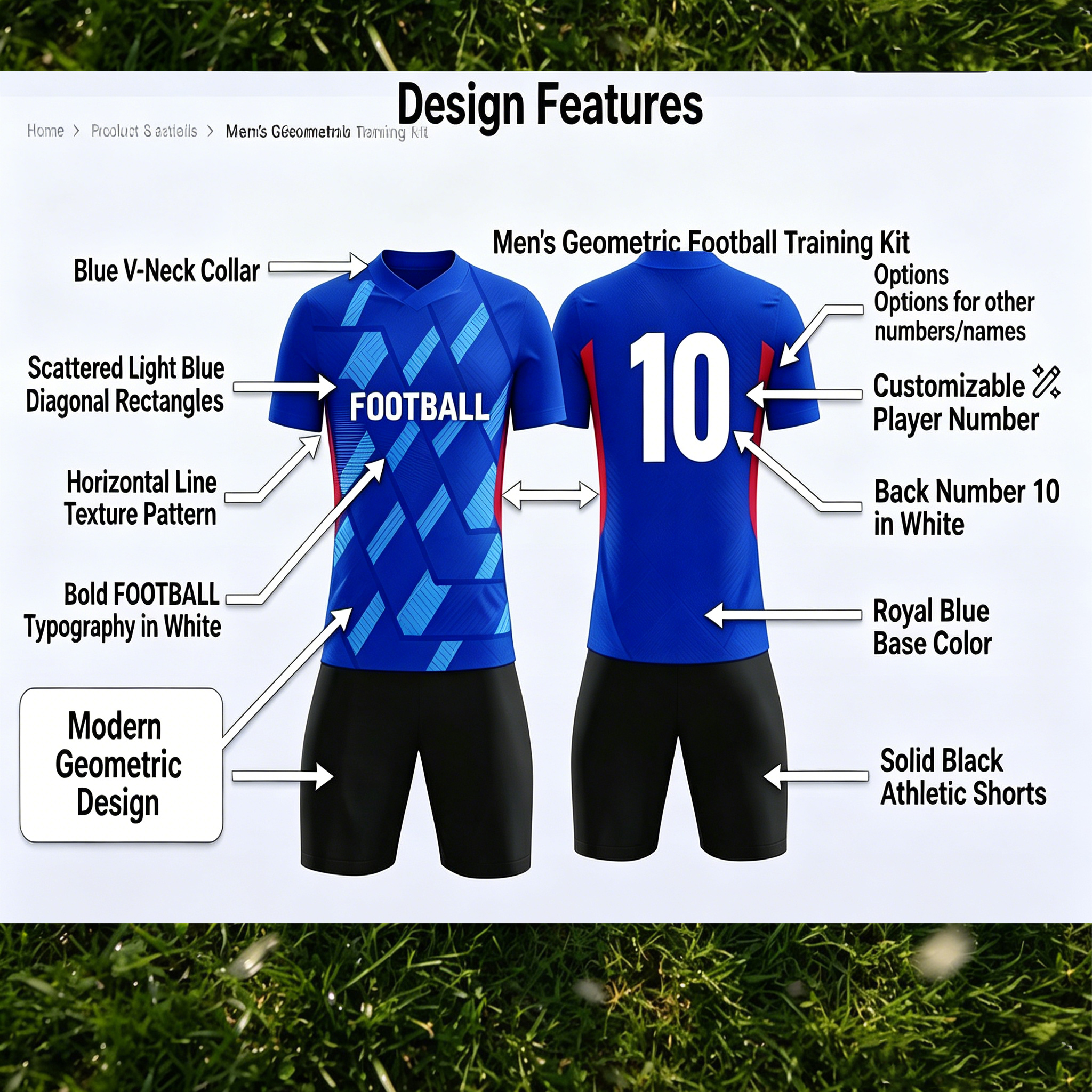 Custom Geometric Abstract Soccer Uniform Set Breathable Polyester OEM Football Jersey Shorts for Team Matches - view 8