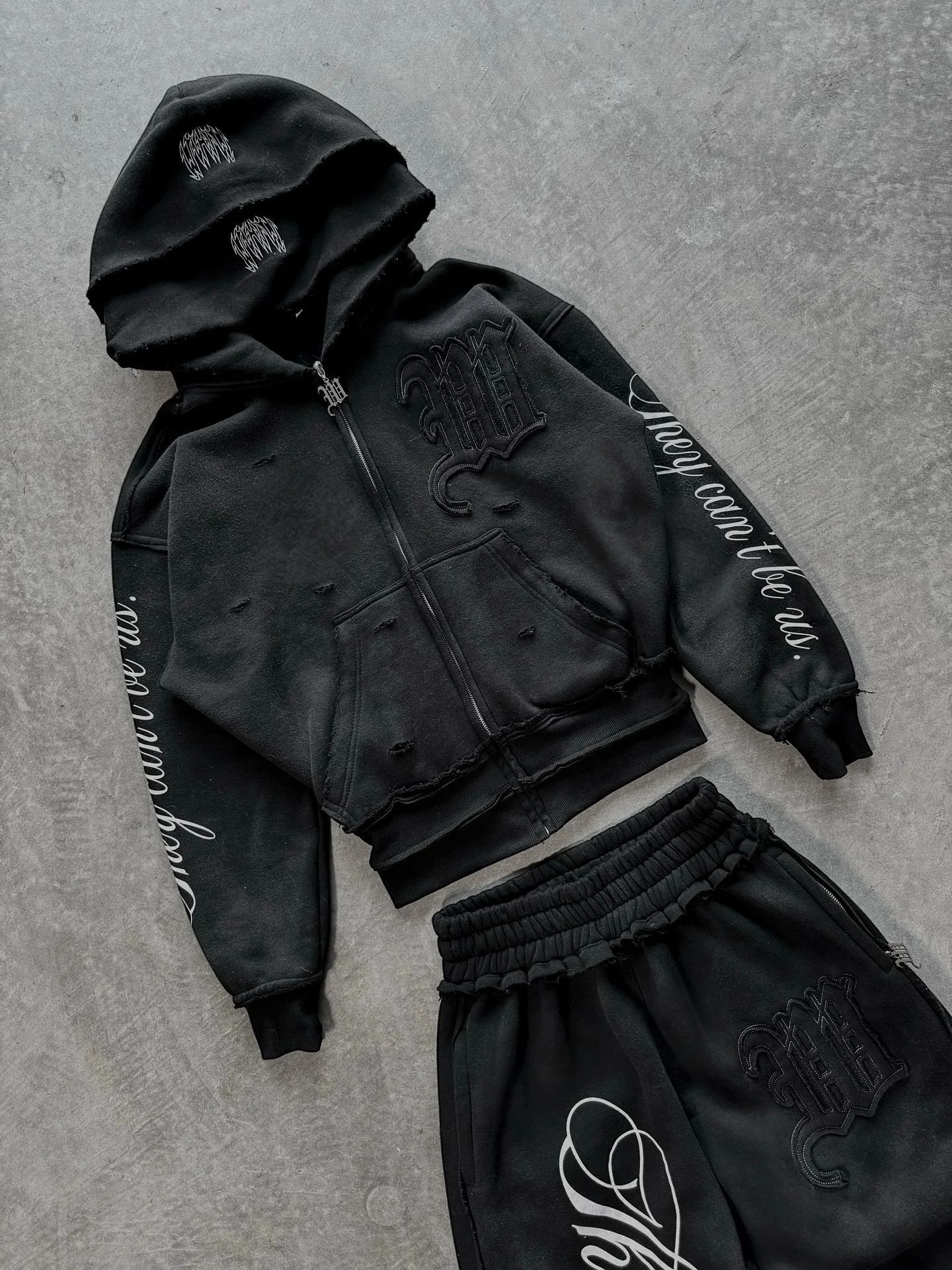 Streetwear Y2k Sports Double Layer Hoodie American Embroidery Patch Pink Zipper Sports Running Pants Casual Sports Two Piece Set 260316