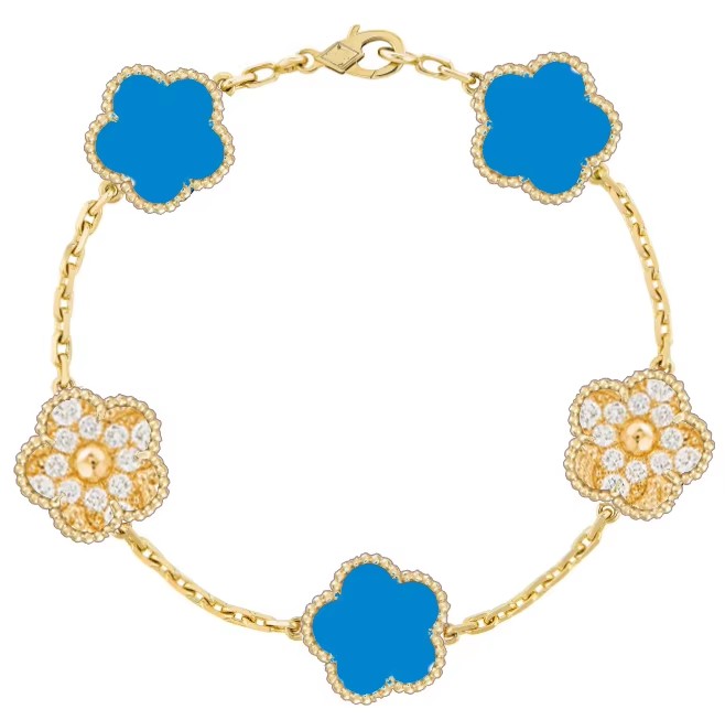 Hot-selling High-quality Four-leaf Clover Pendant Bracelet Inlaid with Onyx (Mother of Pearl), a Classic Designer Bracelet.