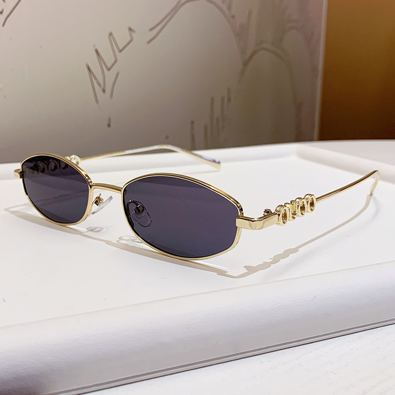 Script Metal Round for Women Designer Glasses Classical Vintage UV400 Gold Silver Color Mens Sunglasses Fashion Ho82