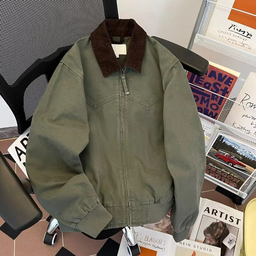 Pure Cotton Washed Detroit Jacket Mens Spring Cleanfit Trendy Color Block Collar Loose American Workwear Jacket 260526