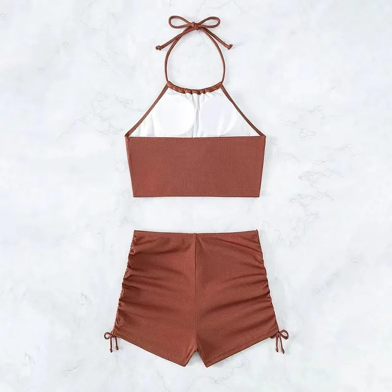 Solid Color Halter Neck Bikini Separate Swimwear Womens Sexy Strapless Top for Beach Vacation Spring Summer y260615 - view 5