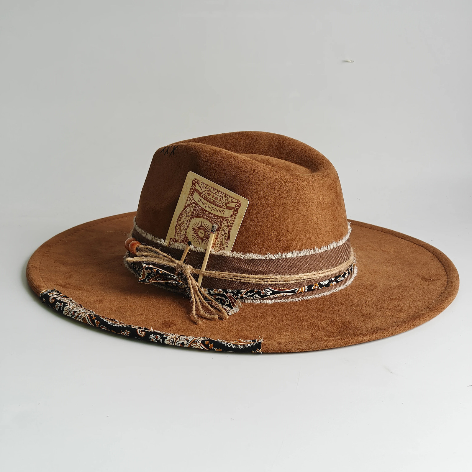 Color Blocking SuedeFedora Hats for Women Man Big Wide Brim Classic Suede Panama Hat Western Party hat sombrero rockero hombre 260527
