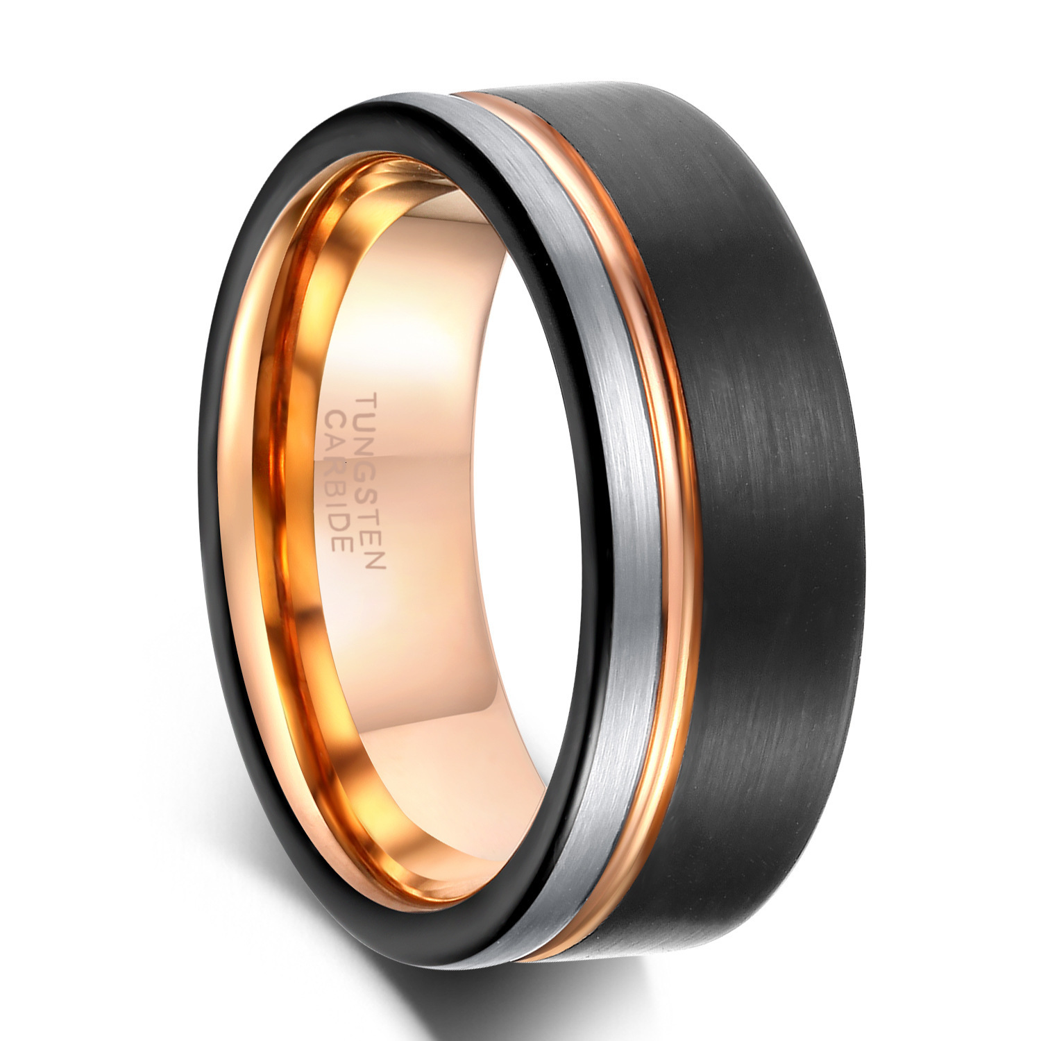 Trendy Accessories Mens Jewelry Wide 68mm Black Rose Gold Silver Three-Color Dominant Tungsten Steel Ring 26