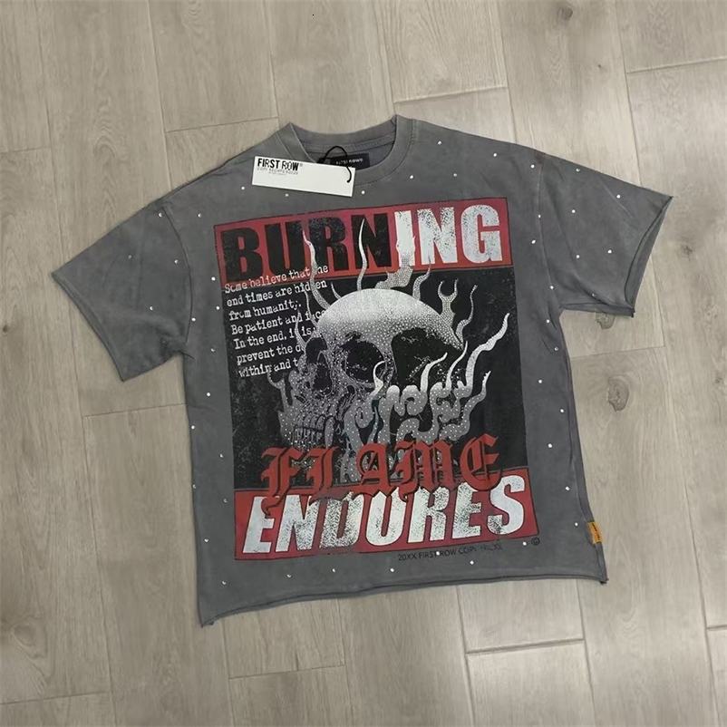Streetwear Vintage Washed Diamond Cropped Tee for Men Crew Neck Short Sleeve Loose Rhineston Tshirts Oversized 260526BJ - view 6