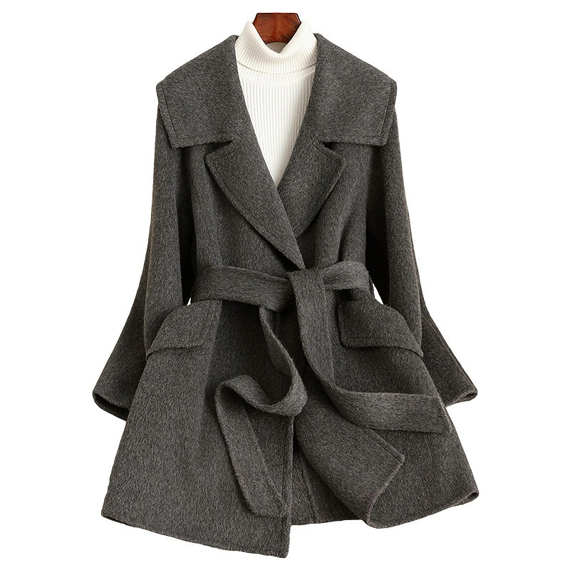 D3984 Nuovo Cappotto In Lana Slim Con Revers Stringato Autunno E Inverno