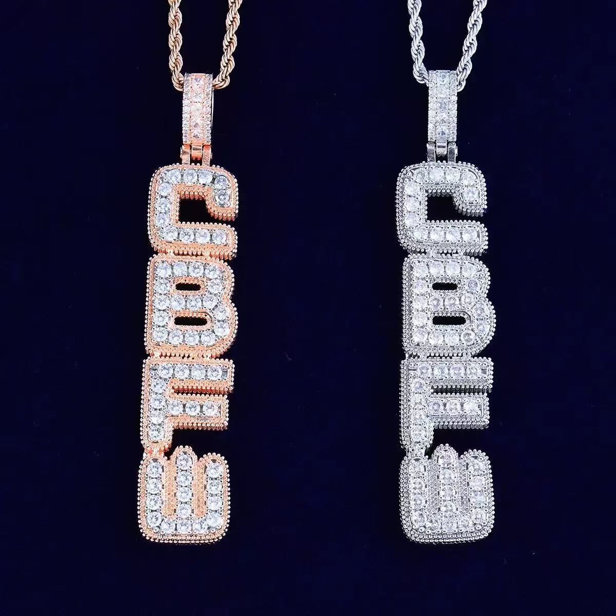 Rapper Jewelry VVS Moissanite Iced Out Full Diamonds Hip Hop Jewelry Personalized Letter Custom Colored Name Pendant