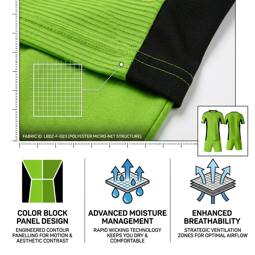 Custom Green Black Football Uniform Quick Dry Breathable Soccer Jersey Set Personalized Team Sportswear for Training Matches - view 8