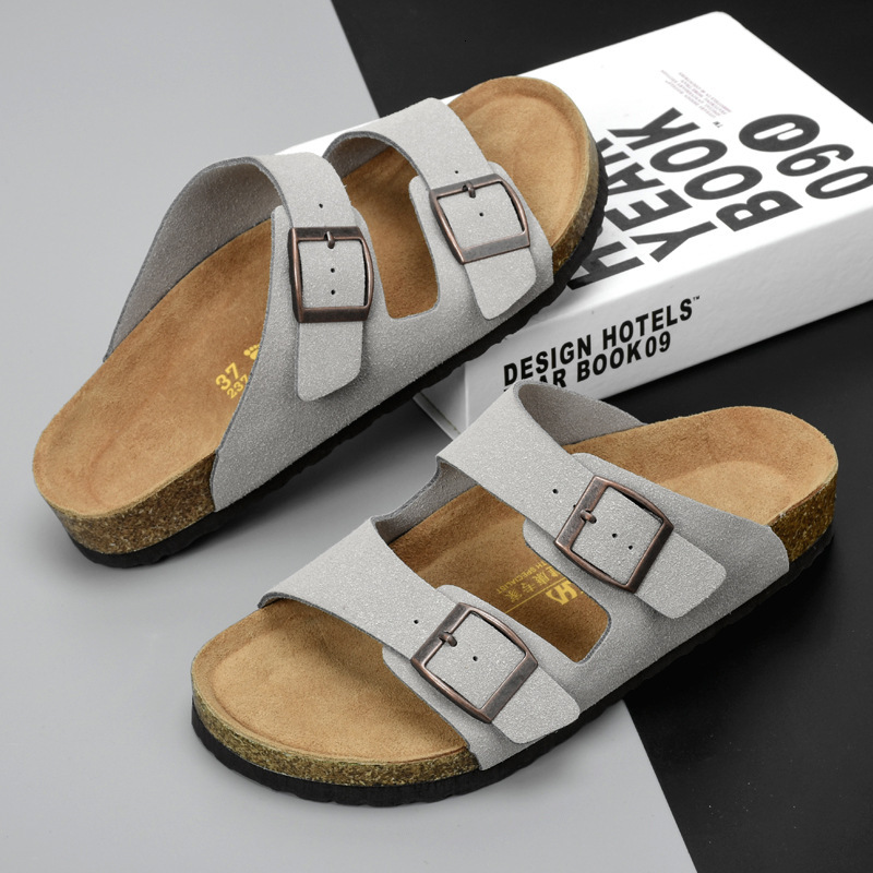 Unisex Brown Adjustable Buckle Cork Footbed Slide Sandals For Beach Casual Daily Wear daily outfit - view 5